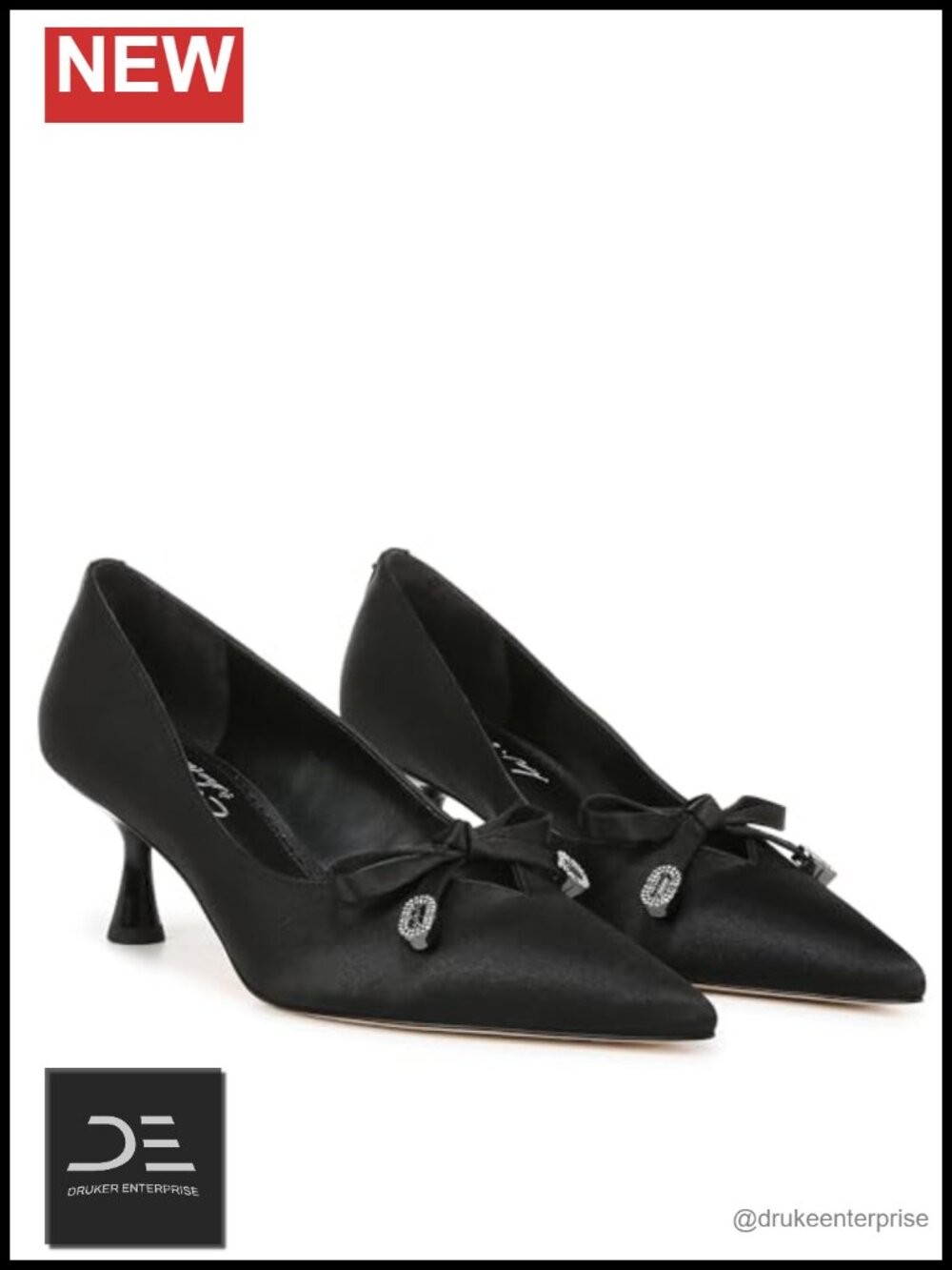 Women's Pointed Toe Kitten Heel Pumps Slip-On Bow Flared Heel